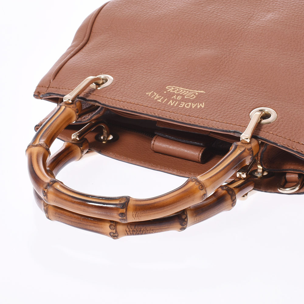GUCCI Bamboo Shopper Bag Brown Calfskin Handbag - Picture 3 of 11